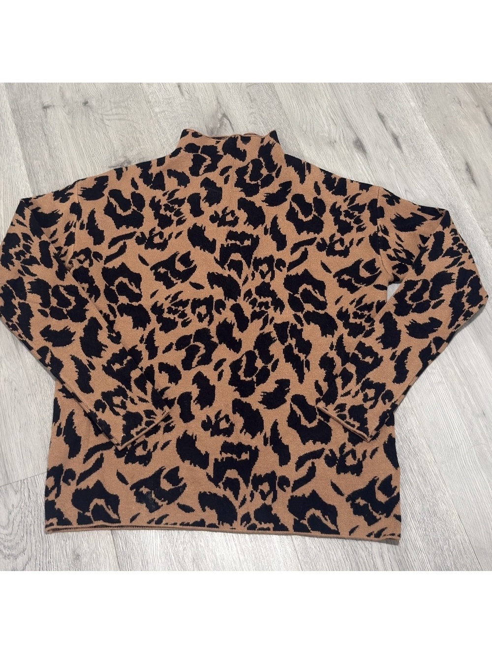 Nicole Miller Women Sweater Pullover Leopard Print Brown Black XS